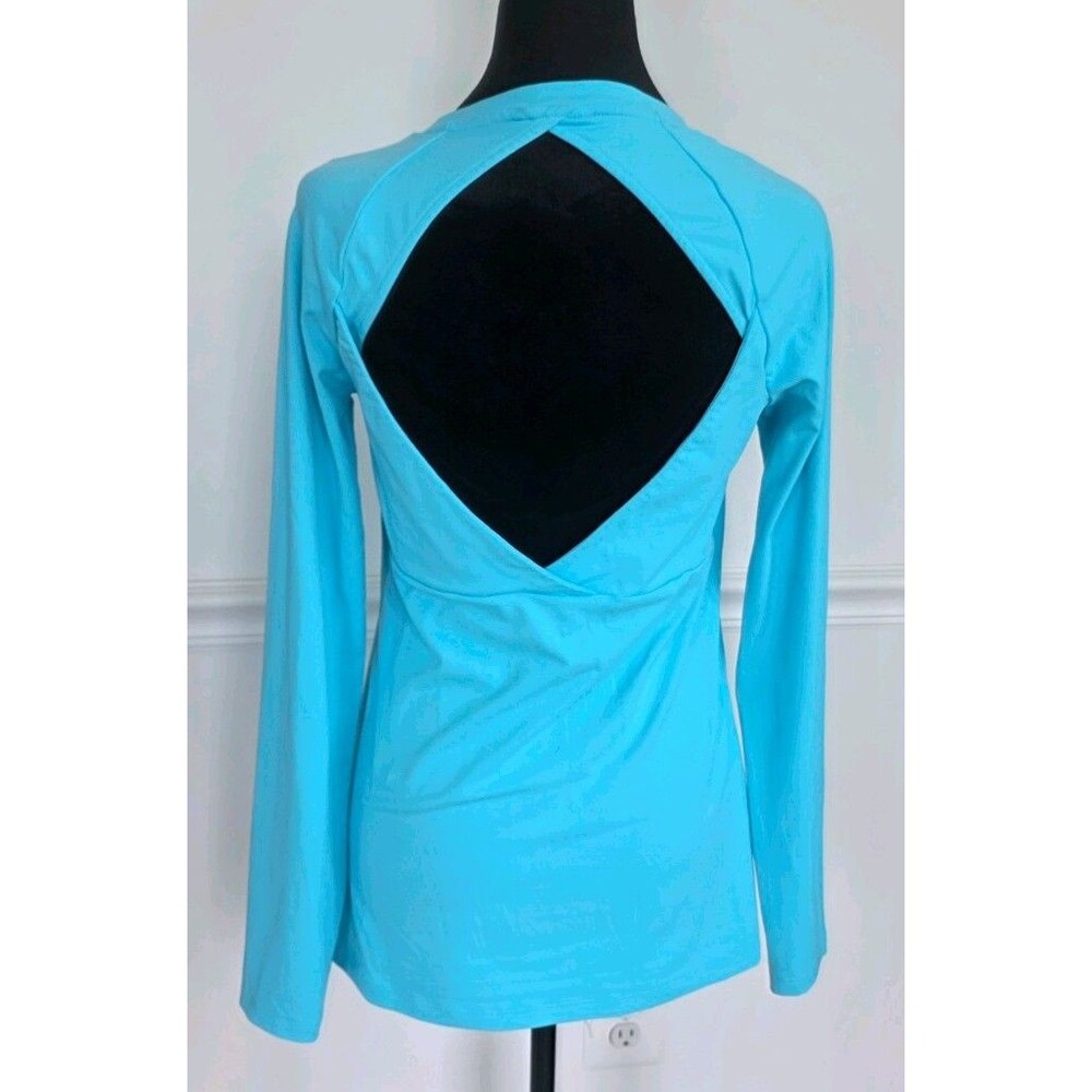 Under Armour HeatGear Women’s Size S Blue Open Back Long Sleeve Workout Top